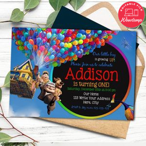 Up Birthday Invitation Template to Print at Home Instant Download