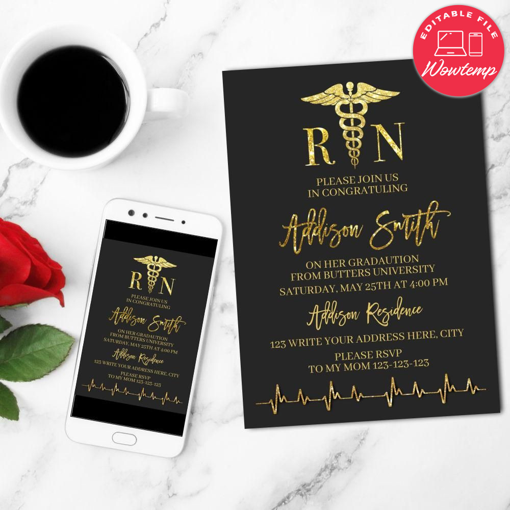 Nurse Invitation Customizable Template Instant Download | Wowtemp