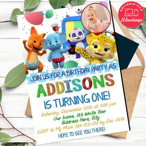 Editable Word Party Invitation With Photo For Boy Or Girl Instant Download
