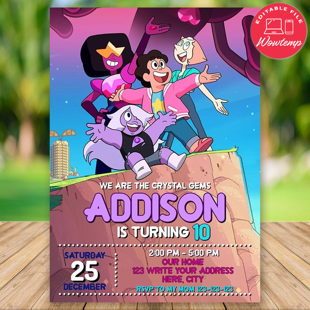 Printable Steven Universe Movie Birthday Flyer Instant Download