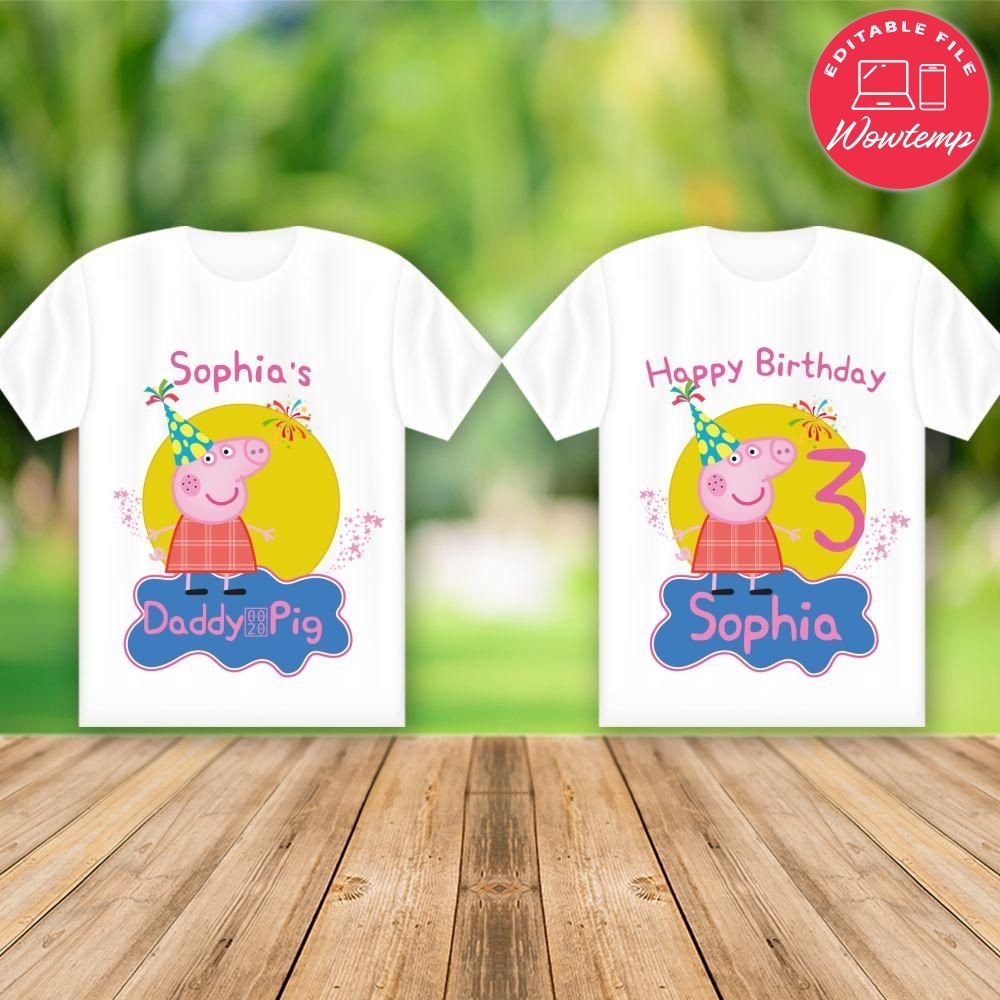 Printable Peppa Pig Custom Shirt Template Instant Download | Wowtemp