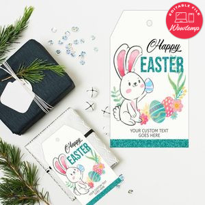 Happy Easter Favor Tag Label Digital File Printable Instant Download