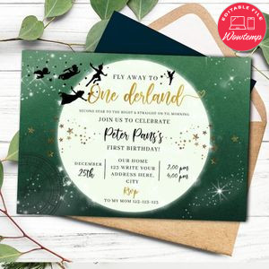 Fly away to One derland Invitation Printable Instant Download