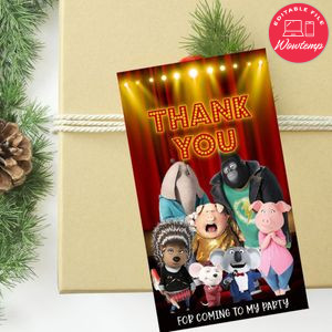 Movie Sing Thank you tag Template to Print at Home Instant Download