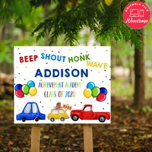 Printable Drive Through Achievement Academy class of 2020 Yard Sign Instant Download