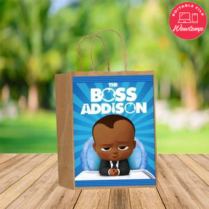 Custom Black Baby Boss Gift bag Label to print at home Instant Download