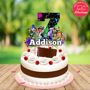 Splatoon Birthday Cake Topper Template Printable Instant Download
