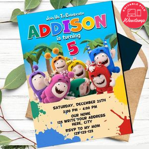Oddbods Invitation Customizable Template Instant Download