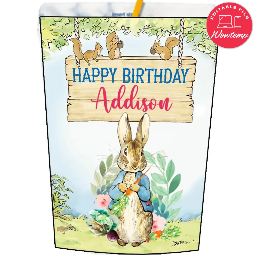 Peter Rabbit Capri Sun Labels Digital File Printable | Wowtemp
