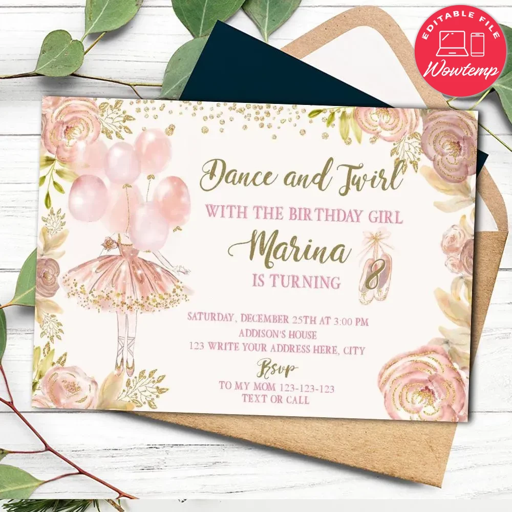 Ballet Invitation Customizable Template Instant Download | Wowtemp