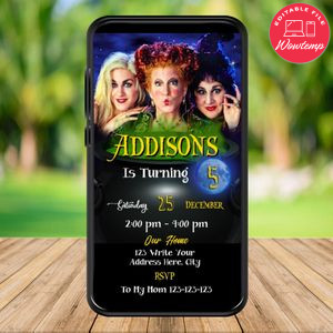 Mobile Hocus Pocus Electronic Invite Invitation Template Instant Download