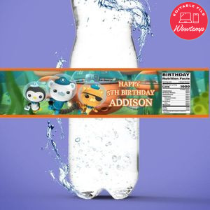 Octonauts Water Bottle Label Template to Print at Home Instant Download
