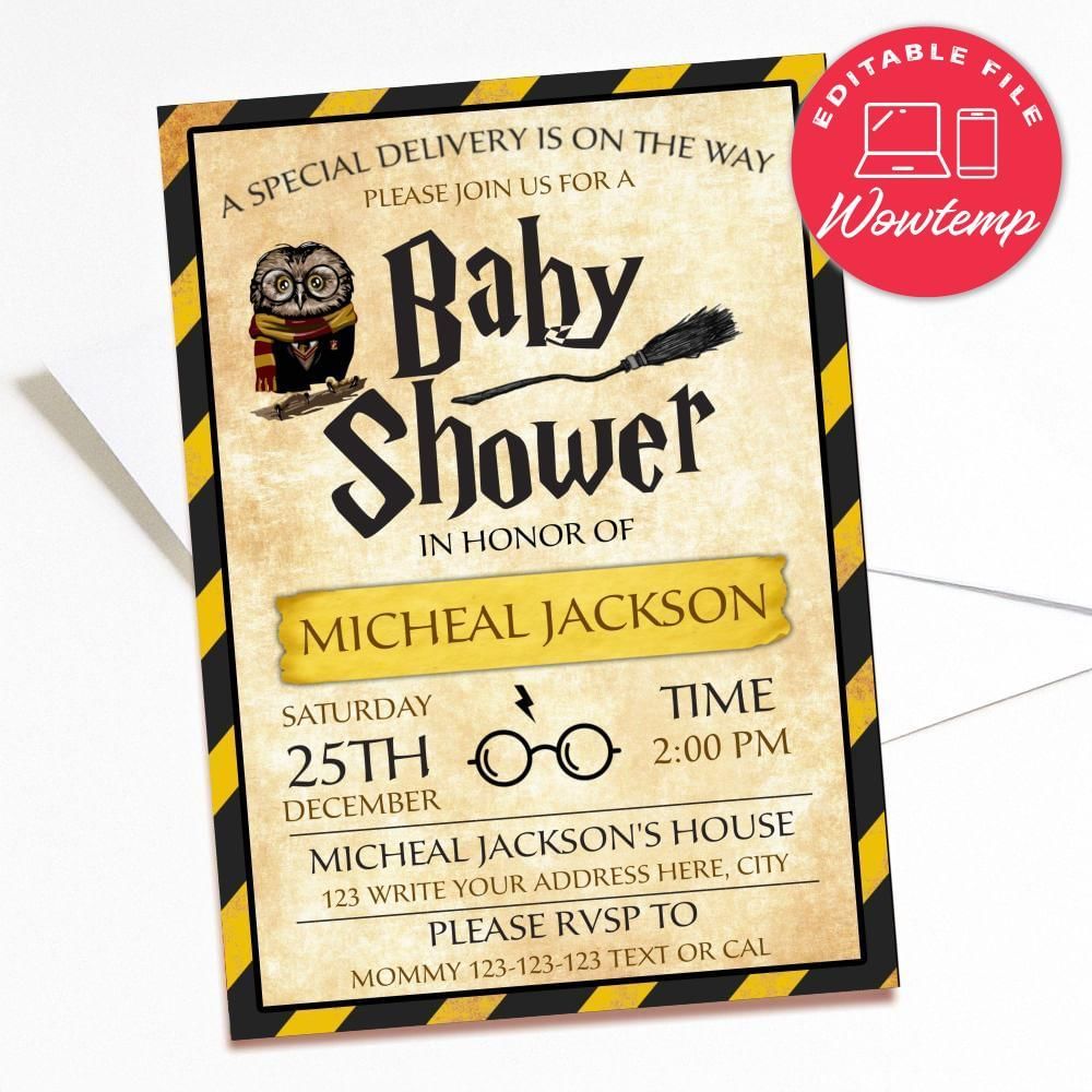 Printed - Editable Harry Potter Wizard Babies Baby Shower Invitation Digital File (envelopes included)