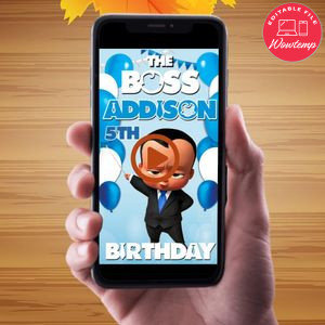 African American Baby Boss Video Invitation Digital Template Customizable Instant Download