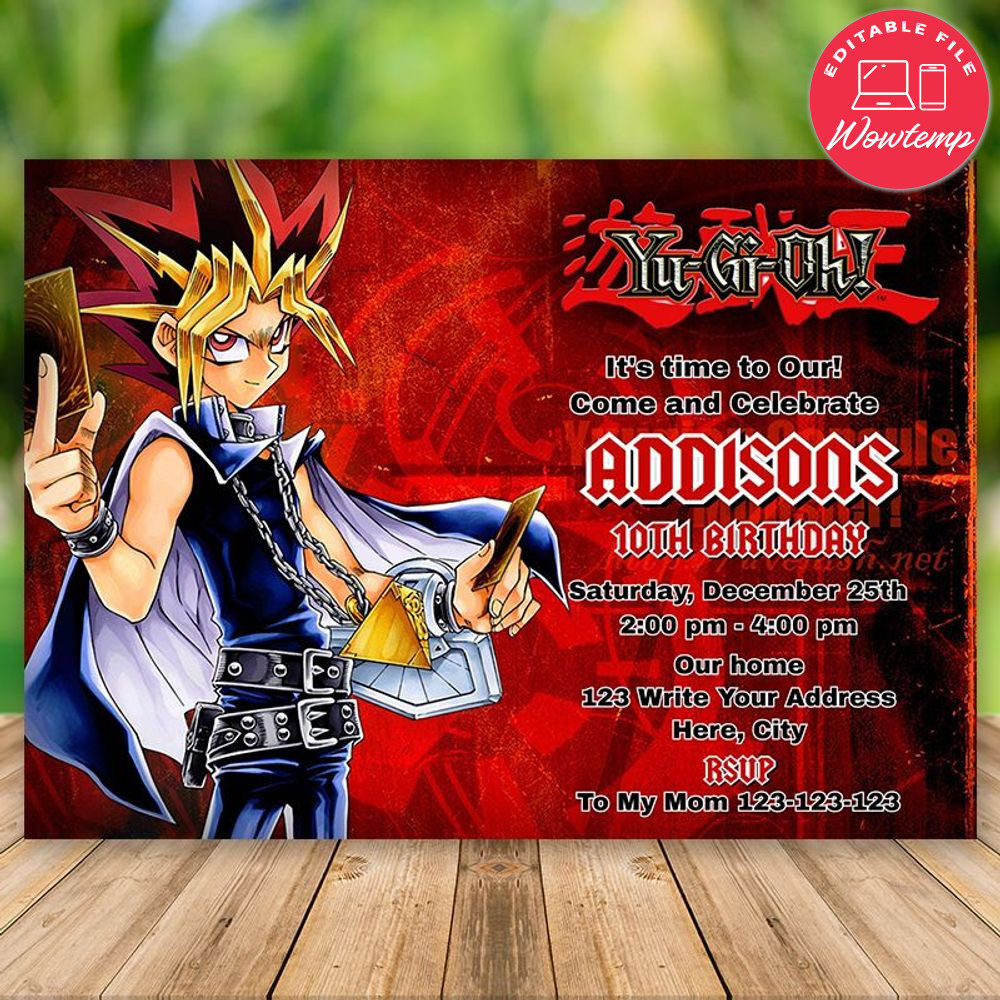 Printed - Editable Yugioh M2 Birthday Invitations (envelopes included)