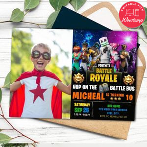 Printable DJ Marshmello Birthday Invitation With Photo Instant Download