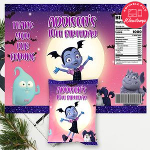 Disney Vampirina Birthday Chip Bag Digital File Printable Instant Download