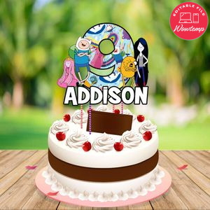 Adventure Time Birthday Cake Topper Template Printable Instant Download