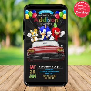 Mobile Sonic Drive By Birthday Parade Electronic Invite Invitation Template Instant Download