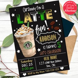 Latte Fun Invitation Customizable Template Instant Download