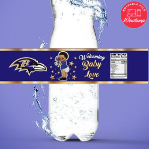 Baltimore Ravens baby Shower Water Bottle Label Template to Print at Home Instant Download