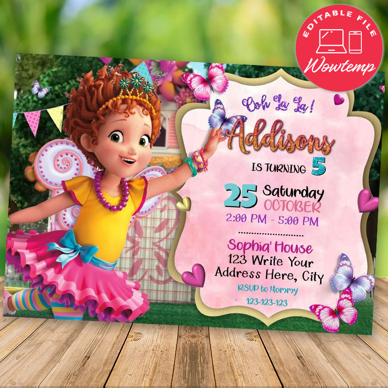 Printable Fancy Nancy Birthday Invitation Instant Download | Wowtemp
