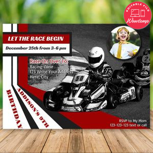 Editable Racing Car Birthday Invitaiton Instant Download