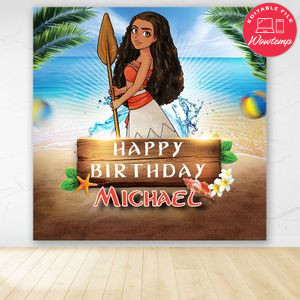 Customize Moana Backdrop Digital File Template Instant Download