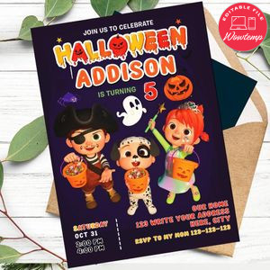 Cocomelon Halloween Invitation Customizable Template Instant Download