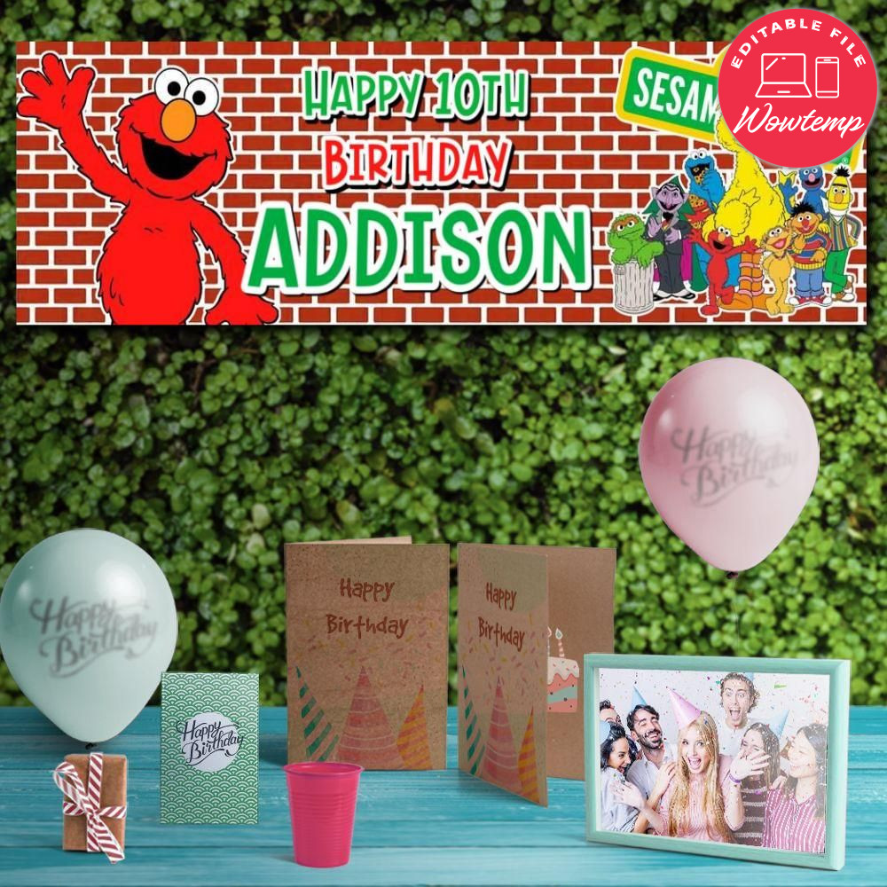 Elmo Birthday Banner Printable Instant Download | Wowtemp