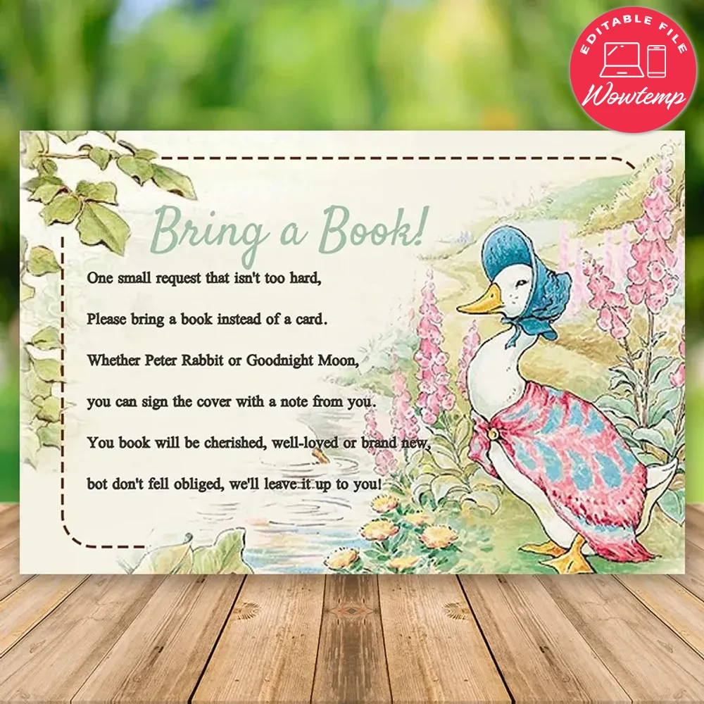 Editable Peter Rabbit Bring a Card Instant Download | Wowtemp