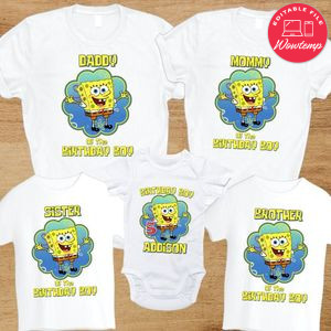 Custom Spongebob Inspired Birthday Party Shirt for your family