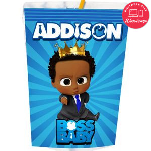 America African Baby Boss Juice Pouch Labels Digital File Template Instant Download