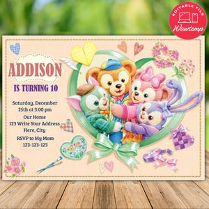 Printable Duffy and Friends Birthday Flyer Instant Download