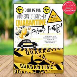 Printable Car Parade Quarantine Birthday Invite Template Instant Download