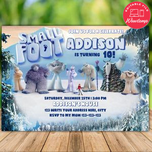 Printable Small Foot Birthday Flyer Instant Download