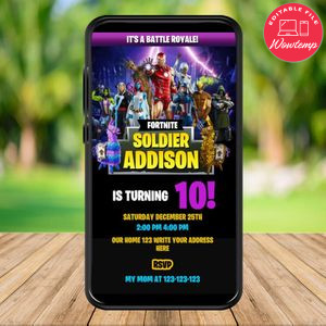 Mobile Gamer Marvel Birthday Text Invitation Instant Download