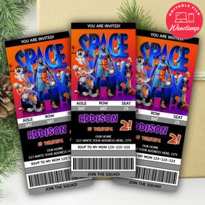 Space Jam 2 Ticket Invitation Customizable Template Instant Download