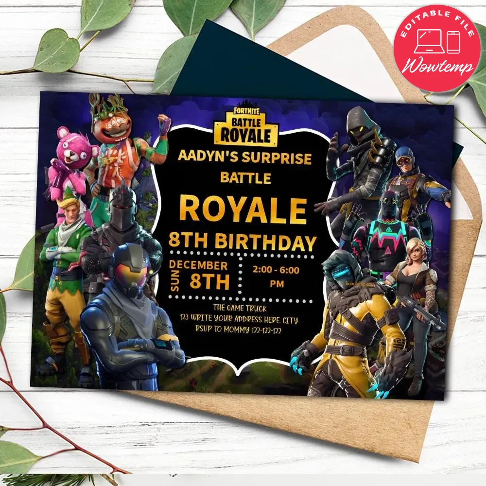Fortnight Invitation Customizable Template Instant Download | Wowtemp