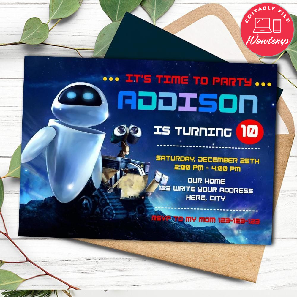 Wall E Birthday Flyer Printable Instant Download
