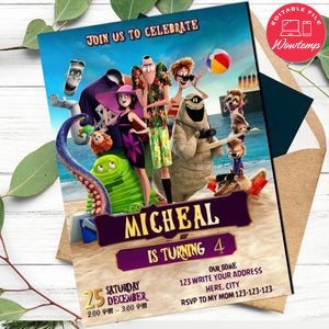 Editable Hotel Transylvania 3 Birthday Invitation Instant Download