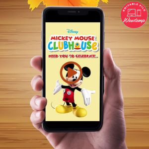 Mickey Mouse CLubhouse Customizable Mp4 Video Invitation File Template Instant Download