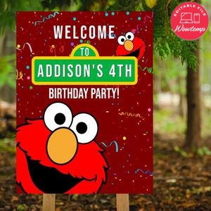 Printable Elmo Birthday Yard Sign Instant Download