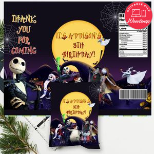 Jack skellington Chip Bag Digital File Printable Instant Download