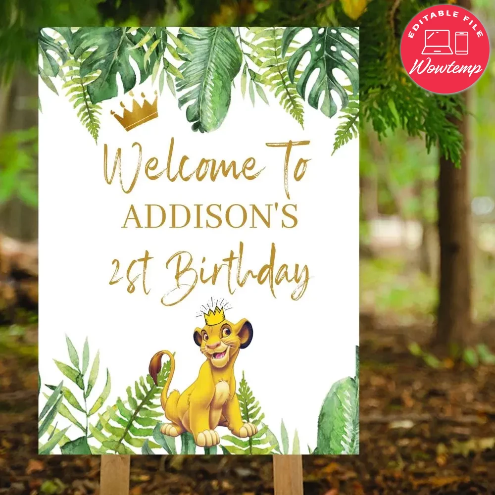 Printable Simba Lion King Birthday Party Yard Sign DIY | Wowtemp