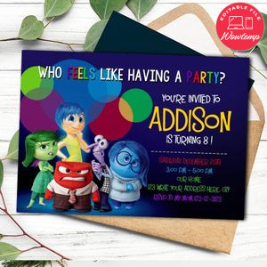 Inside out Invitation Customizable Template Instant Download