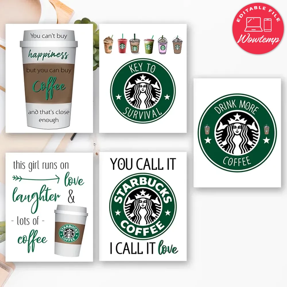 Printable Starbucks Coffee Party Signs Instant Download | Wowtemp