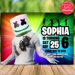 Printable Dj Marsh Birthday Invitation Instant Download