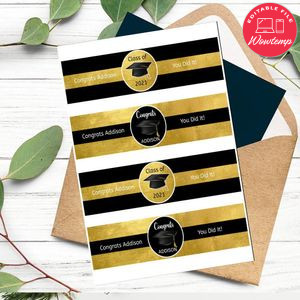 Class of 2025 Graduation Bottle Label Template to Print at Home Instant Download