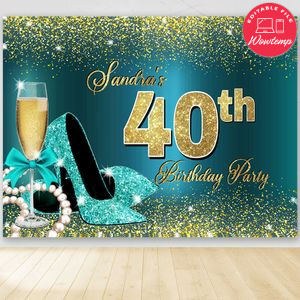 Stepping into 40th Birthday Backdrop Digital File Template Instant Download